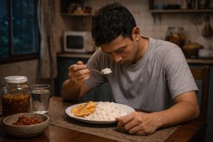 Sahur sepring nasi dan telur dadar